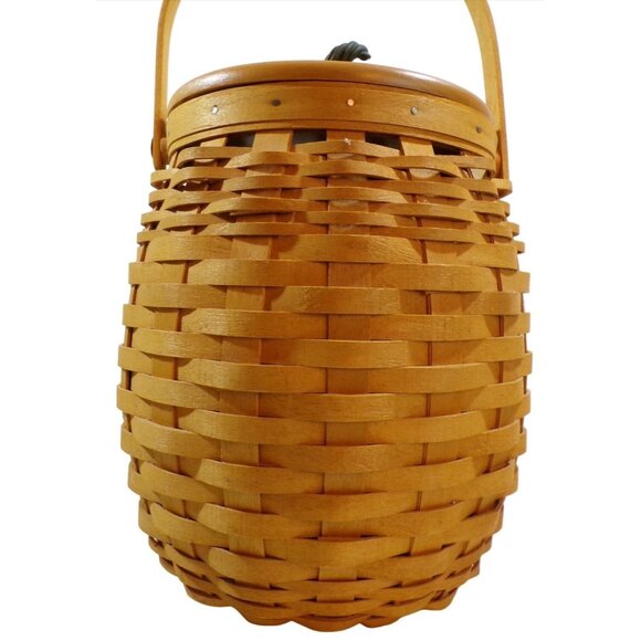 Longaberger 2000 October Fields Basket Handcrafted Wooden Lid Leaf design Fall - Picture 2 of 14
